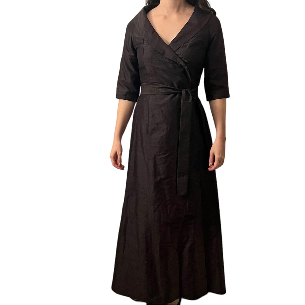 Gorgeous Vintage Shimmery Brown Hostess Gown, Silk, Formal Gown, Small